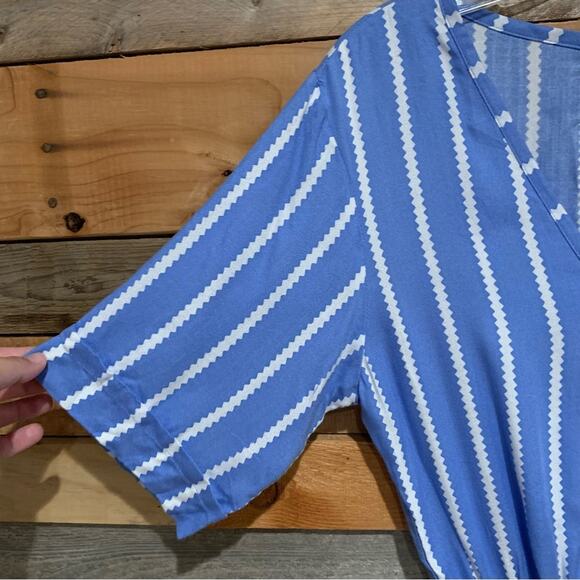 Anthropologie Beachgold Ancona Striped Surplice Romper Blue/White Size XS Beachy - Picture 7 of 16